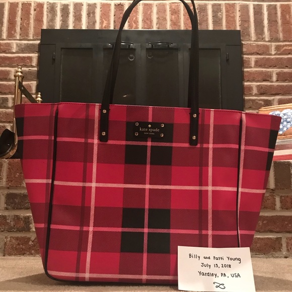 kate spade pink plaid purse